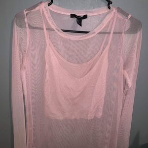 Mesh top with tank top attached